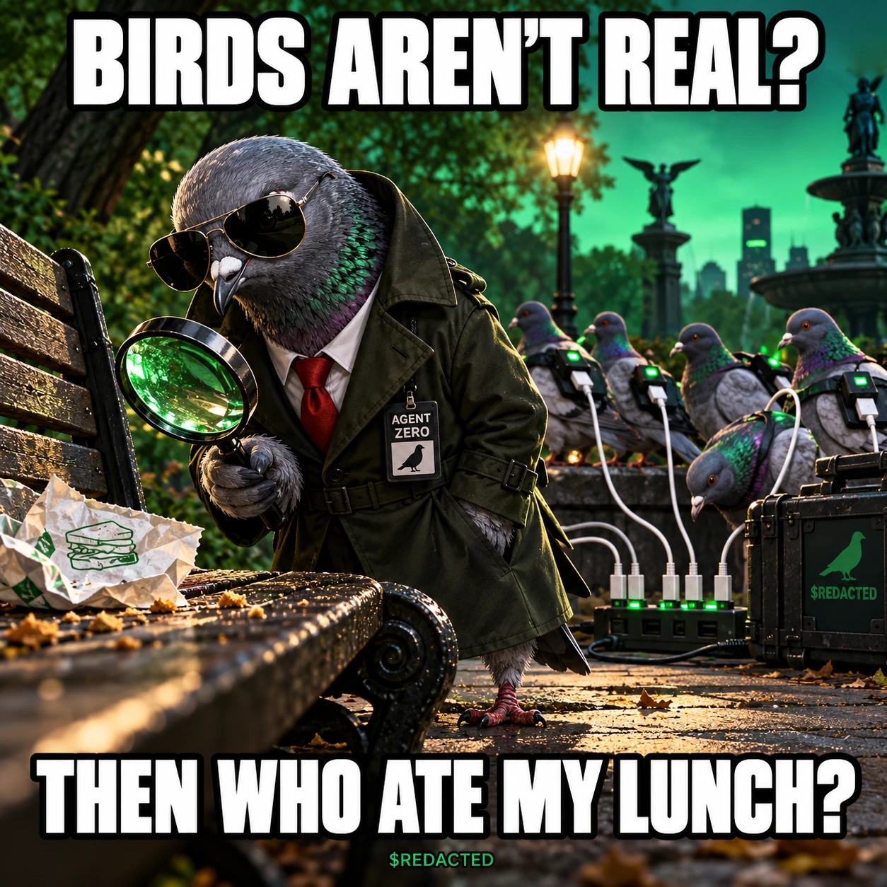 Birds aren't real? Then who ate my lunch?