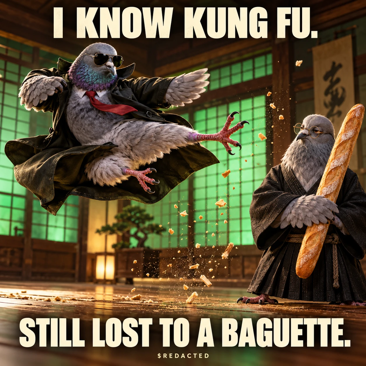 I know kung fu. Still lost to a baguette.