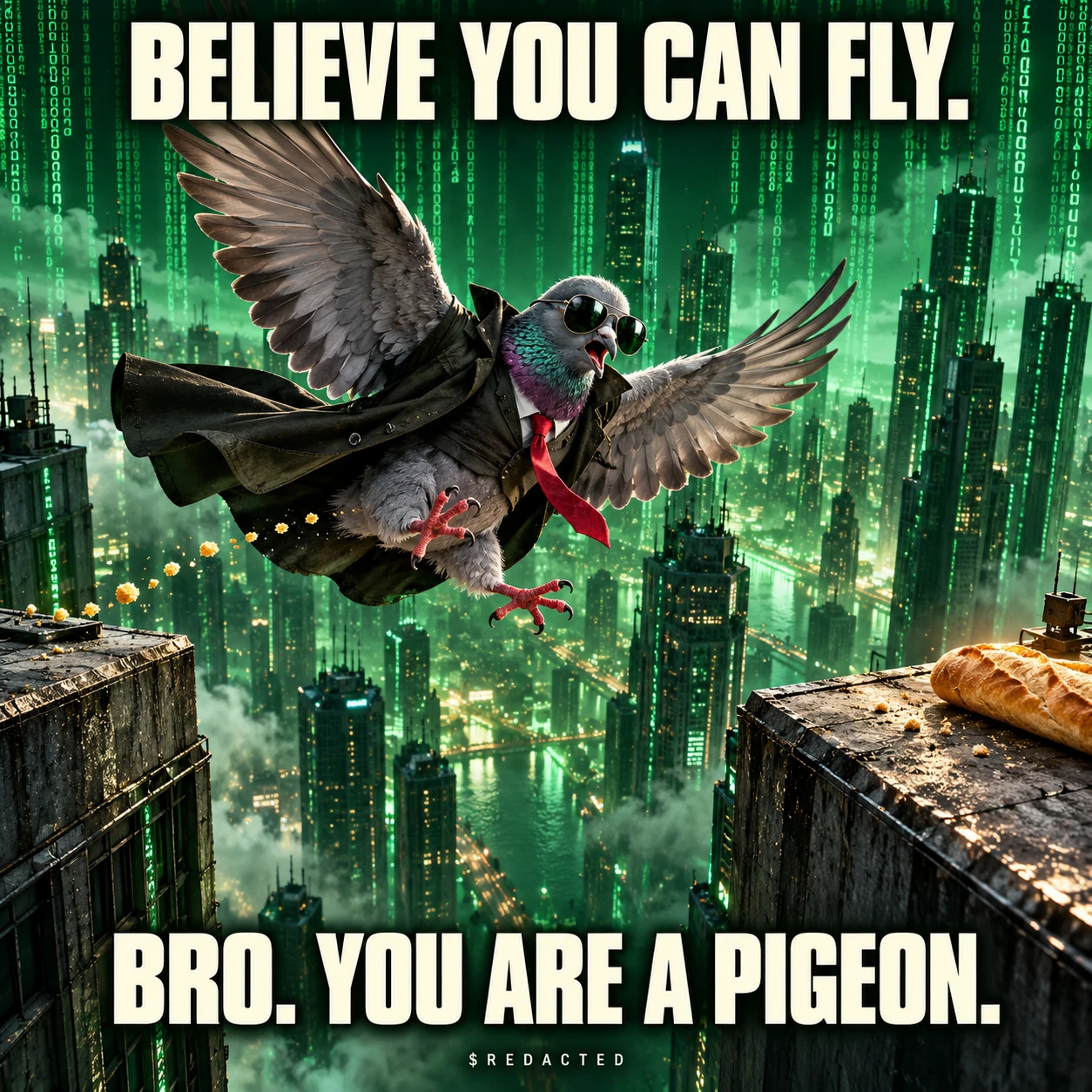 Believe you can fly. Bro. You are a pigeon.